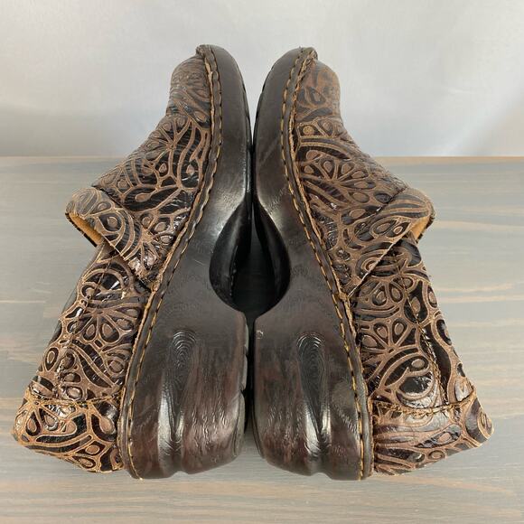 b.o.c Born‎ Peggy Embossed Leather Clogs Women Size 10 EU 42 Brown Boho Comfort - Picture 4 of 10